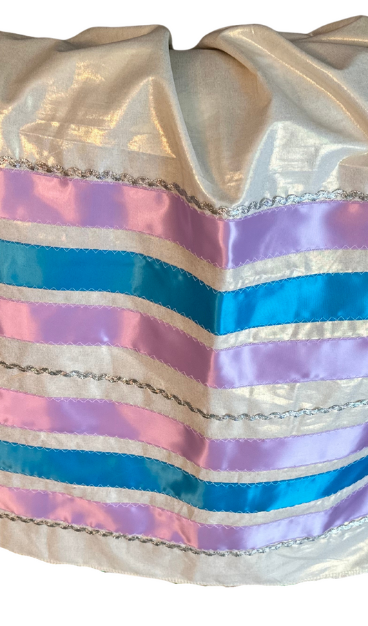 Shimmery White w/ Silver Ric Rac Skirt