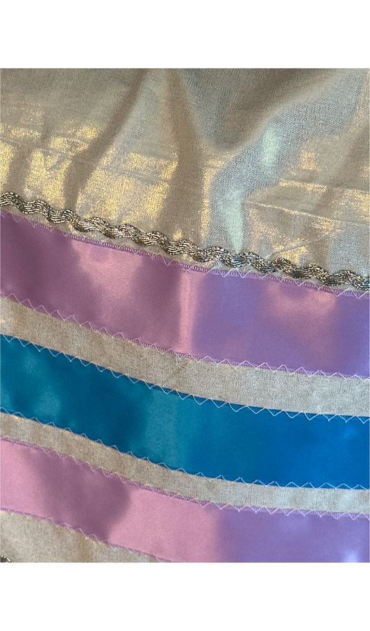 Shimmery White w/ Silver Ric Rac Skirt