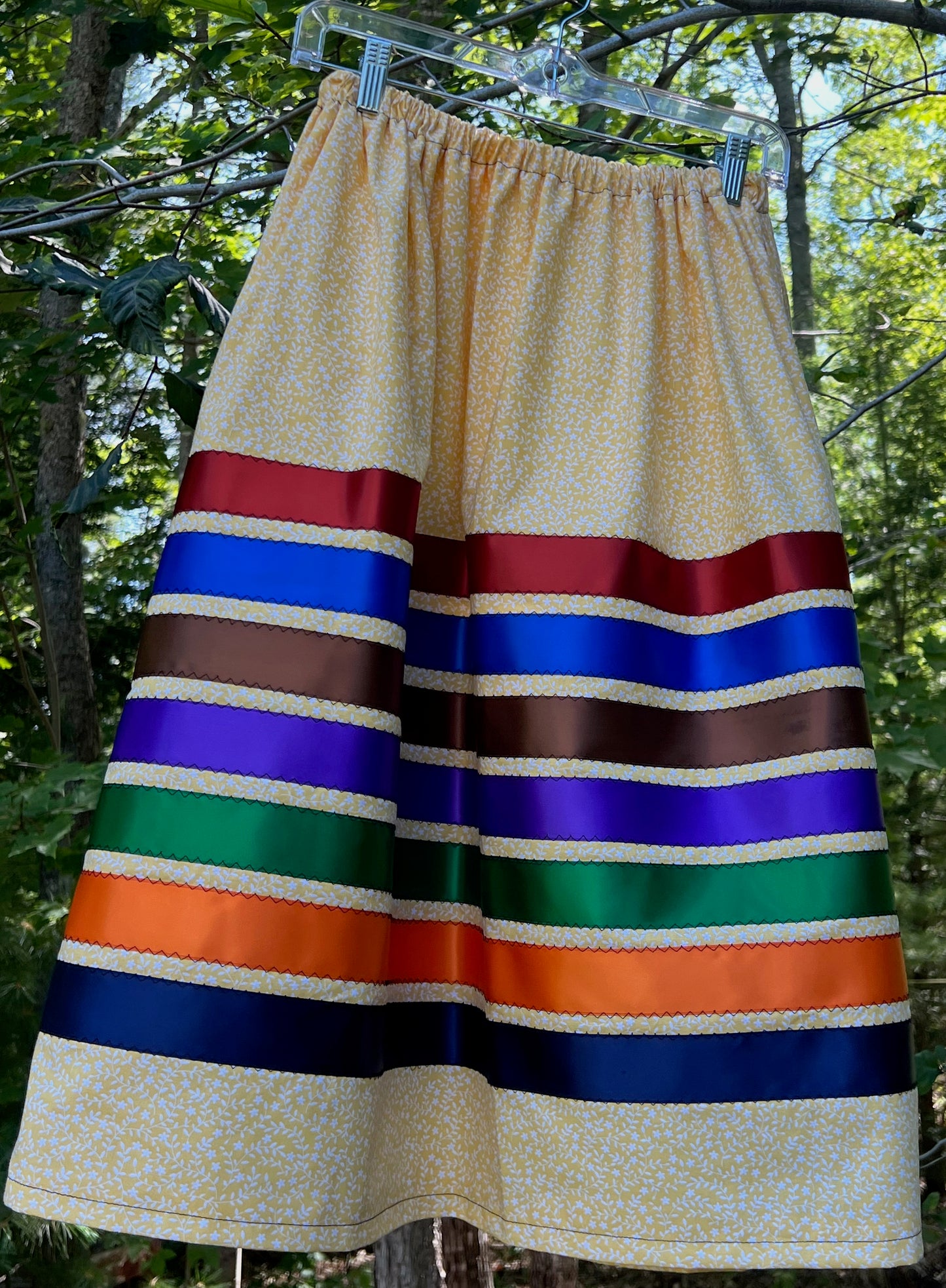 Yellow with Bold Ribbons Skirt Midsize