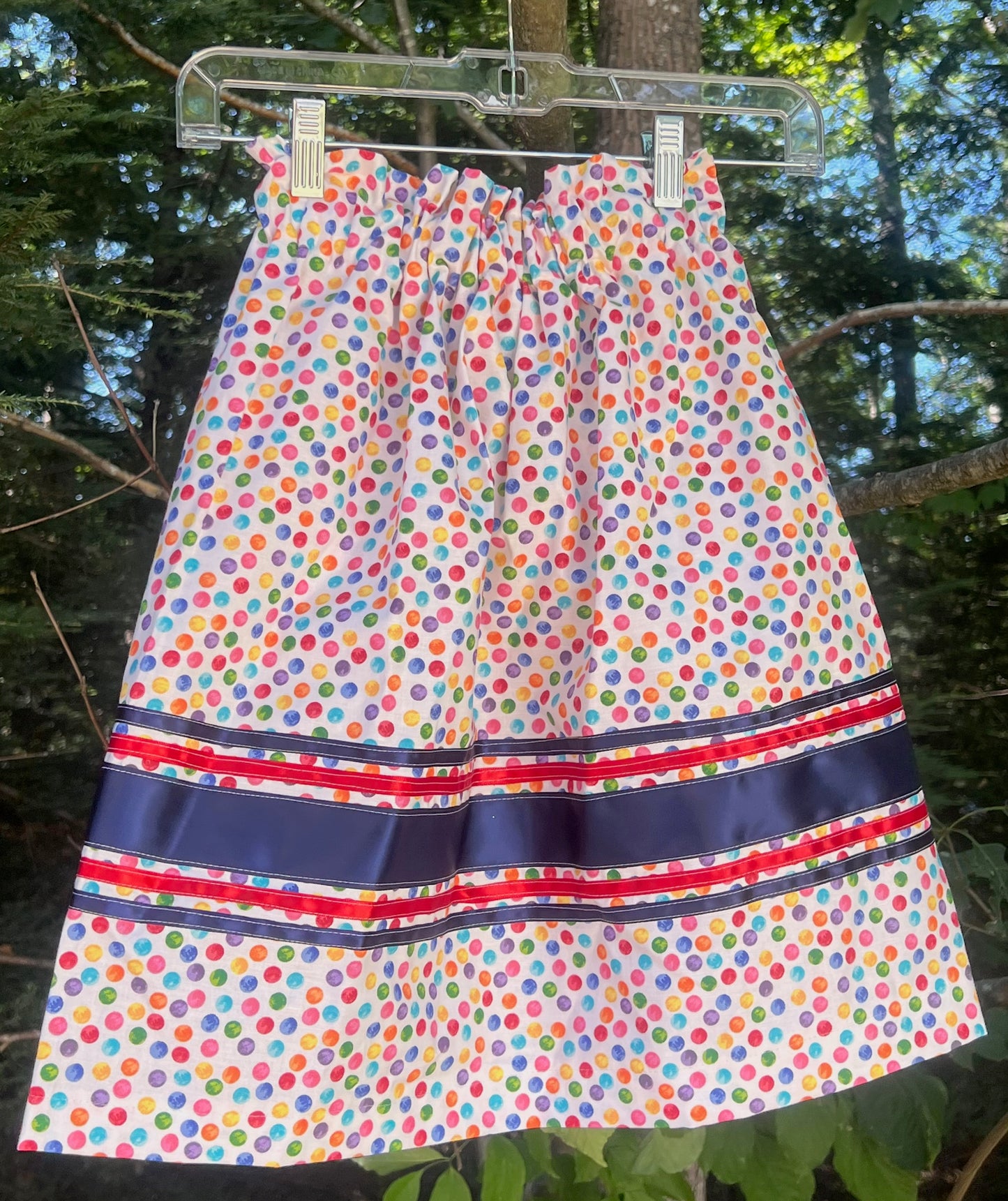 Polka Dots on White MINI Ribbons Skirt Little