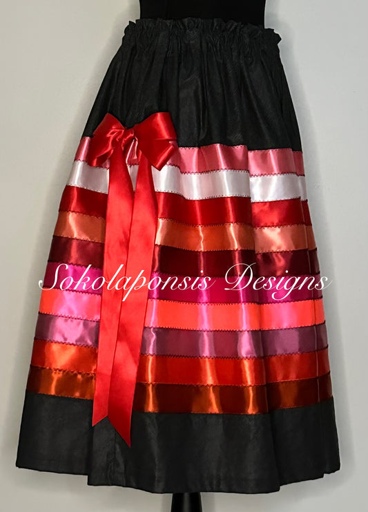 Pinks & Black Ribbon Skirt w/ Bows