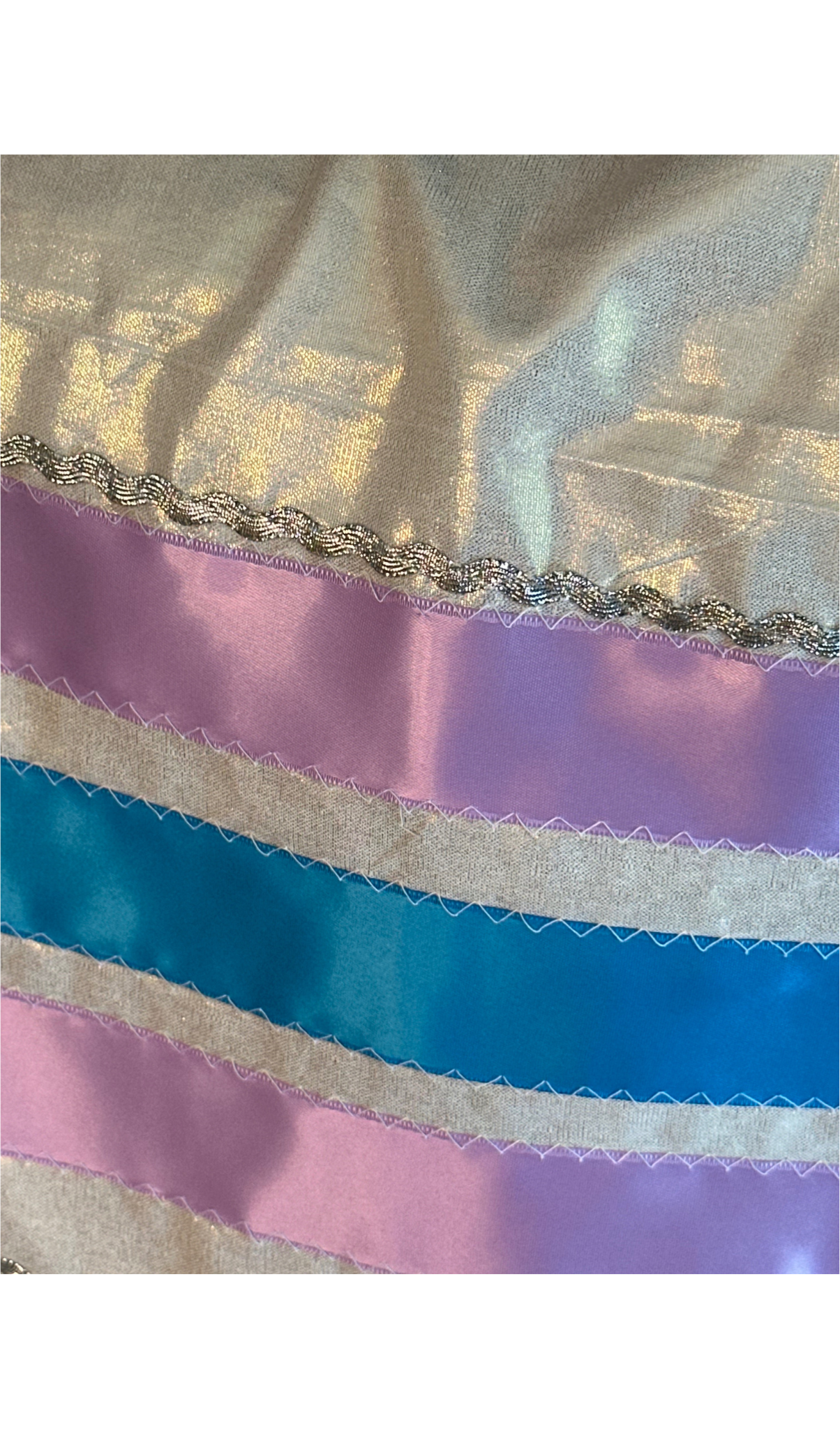 Shimmery White w/ Silver Ric Rac Skirt