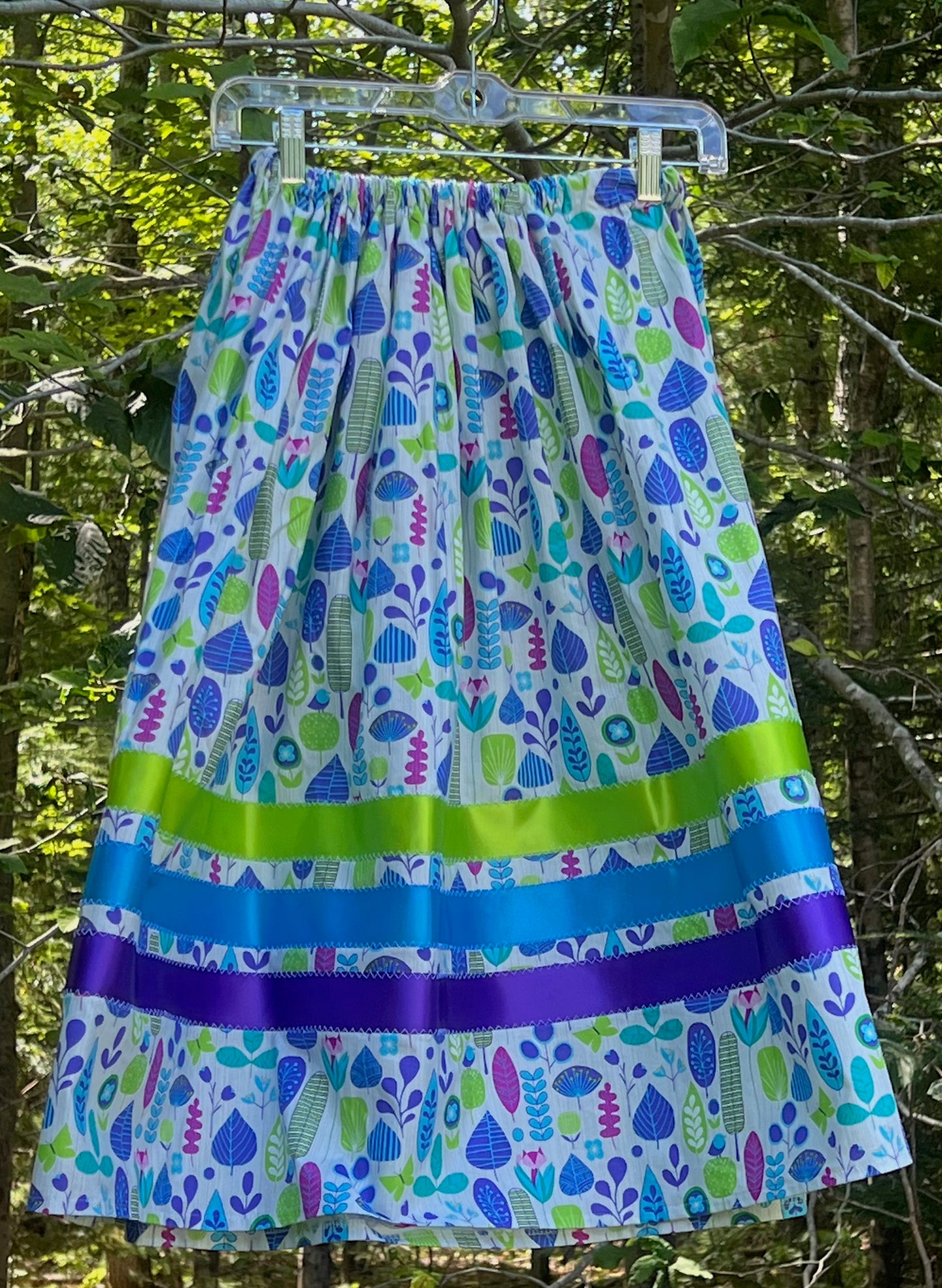 Lime Green, Blue & Purple Fox Print Midsize