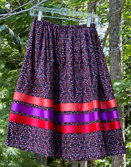 Pretty Flowers on Black Skirt Midsize