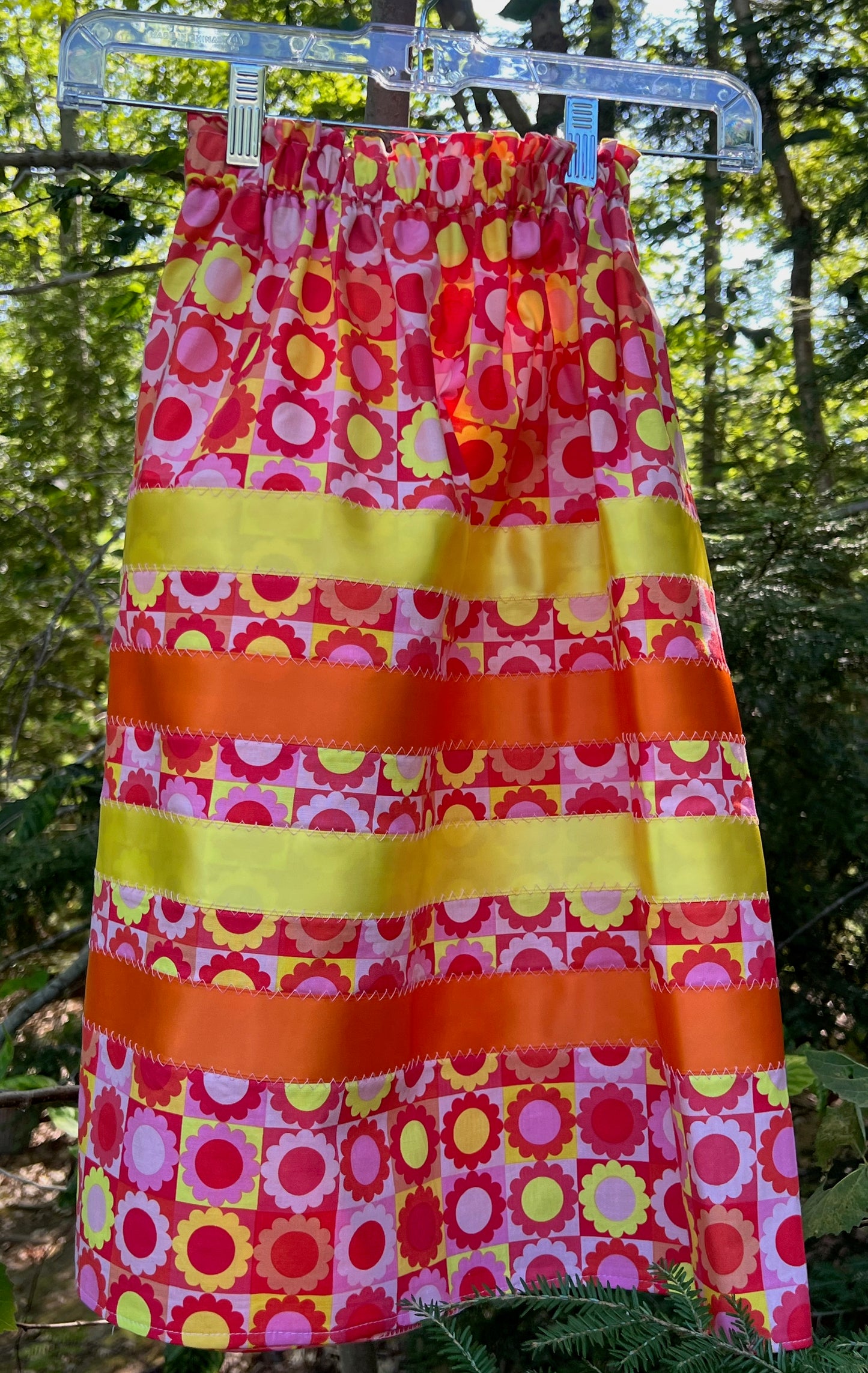 Orange and Pink Retro Flower Skirt Little