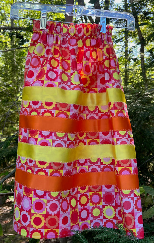 Orange and Pink Retro Flower Skirt Little