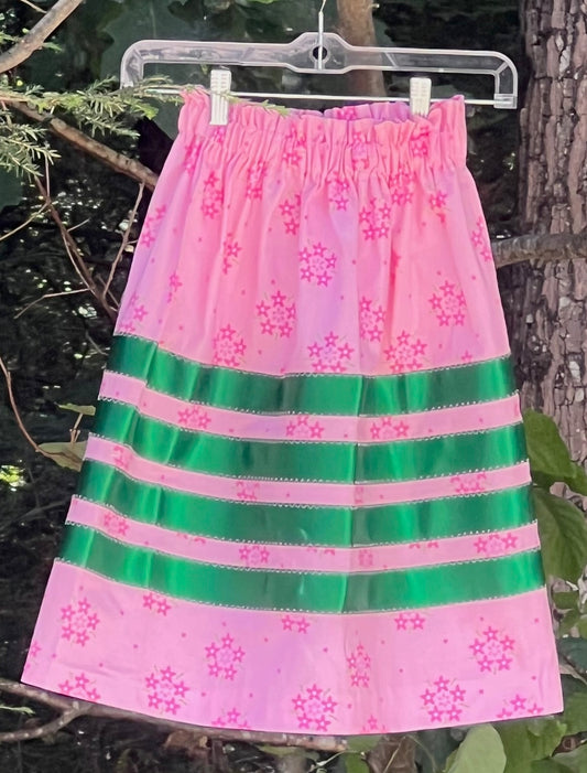 Pink Flower SOLID GREEN Skirt Little