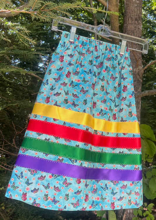 Multi-colored Butterflies with PRIMARY Ribbons Skirt Little