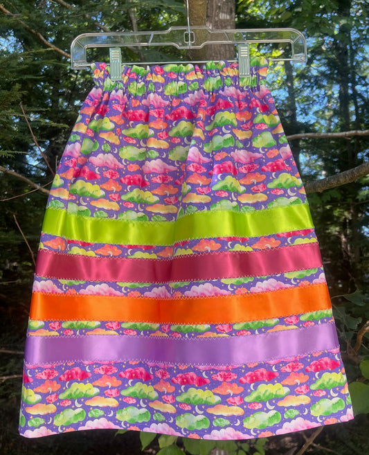 Multi-colored Clouds BRIGHT Ribbons Skirt Little