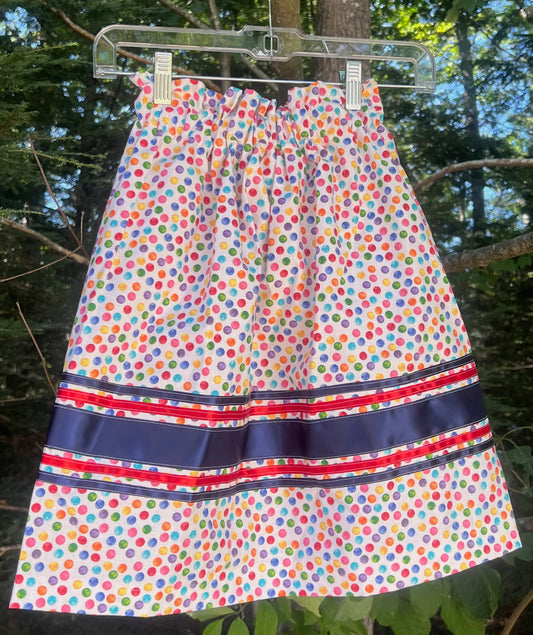 Polka Dots on White MINI Ribbons Skirt Little