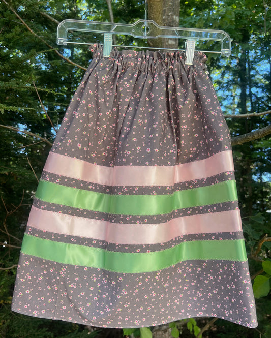 Gray Floral w/ PALE Ribbons Skirt Little